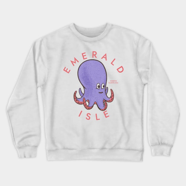 Emerald Isle, NC Summertime Vacationing Octopus Crewneck Sweatshirt by Contentarama